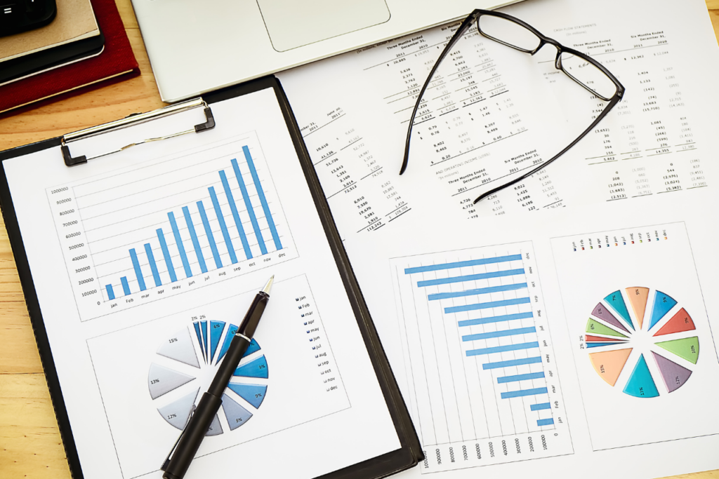 Hojas con gráficos para calcular la rentabilidad de una empresa