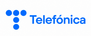 Logo de Telefónica, empresa colaboradora en prácticas profesionales del ciclo RPAE de FP Superior UFV.